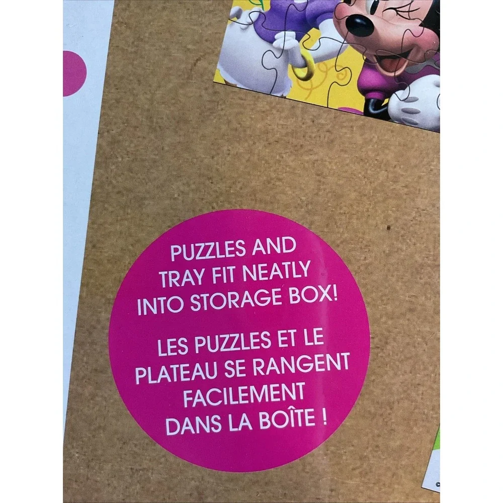 Minnie Mouse Puzzle Set of 5 Wood Puzzles Disney Junior Kids Present In Wood Box